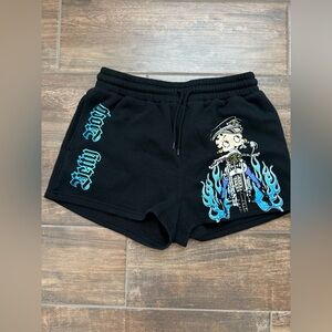 Betty Boop Black Shorts with Blue Graphic